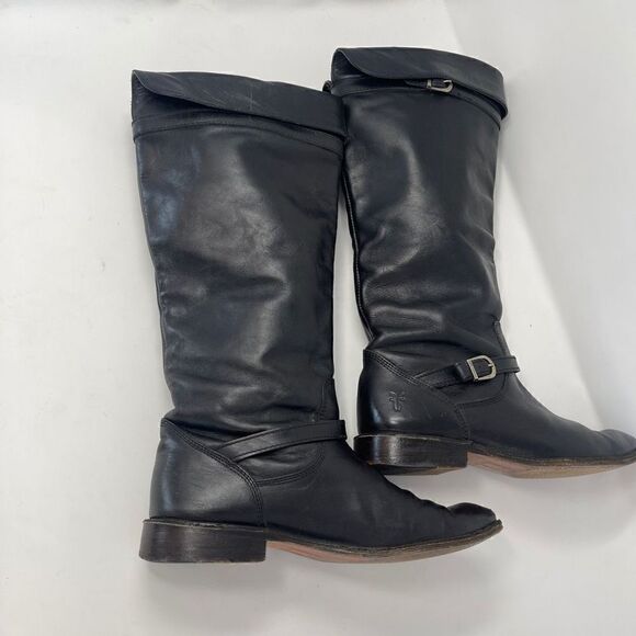 Frye Women's Knee-High Leather Pull-On Riding Boots Black Size 7 - Picture 3 of 9